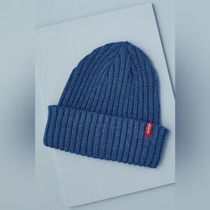 Levi's Unisex Indigo Ribbed Beanie Hat, One Size